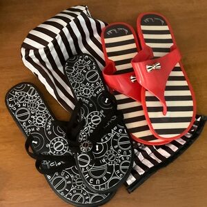 Chic Red and Black Kids Flip Flops